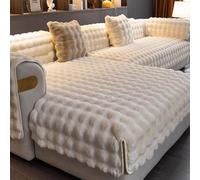 Housse de canapé en peluche en fourrure de lapin pour canapé d'angle antidérapant, couverture adaptée aux animaux domestiques, pour chiens et chats, 110 x 240 cm