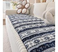Housse De Canapé en Peluche épaisses, en Fausse Fourrure Duveteuse, Protection antidérapante Lavable Housse de canapé pour Animaux de Compagnie(Blue,70x240cm)