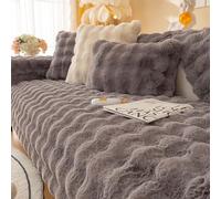 Housse de canapé en Peluche Housse antidérapante pour Meubles, Housse de canapé Douce et Moelleuse, Lavable en Machine et Extensible Gray 90 * 70cm / 35 * 28in