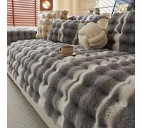 Housse de canapé en Peluche, Housse de canapé modulable avec Fond antidérapant, Protection pour Meubles Douce, Moelleuse et Extensible Grey 110 * 110cm / 43 * 43in