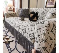 Housse de canapé en peluche jacquard avec jupe à volants 1/2/3/4/5 places - Couverture complète - Facile à installer et lavable (10, 1 place (90-140 cm)