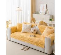 Housse de canapé en peluche texturée 3D, antidérapante, lavable et durable, pour animaux de compagnie, lavable et durable, jaune, 91,4 x 238,8 cm (housse de siège)