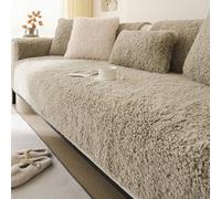 Housse de canapé en peluche ultra douce - Protection antidérapante pour canapés modulaires - Convient aux animaux domestiques - Décoration d'intérieur moderne - Gris (90 cm x 240 cm)