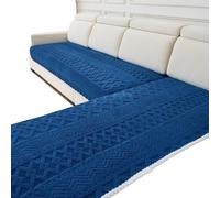 Housse de canapé en polaire bleu marine pour chiens et chats - Couverture antidérapante en peluche - Protection des meubles (91,4 x 91,4 cm avec accoudoirs et dossier)