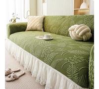 Housse De Canapé en Polaire Jacquard - Housse Extensible pour Sectionnel/canapé, Sensation Chat Douce, Chaude en Hiver, Protection Meubles Antidérapante, Plus épaisse Et Chaude Green Single