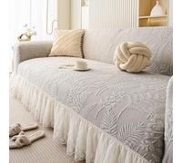 Housse De Canapé en Polaire Jacquard - Housse Extensible pour Sectionnel/canapé, Sensation Chat Douce, Chaude en Hiver, Protection Meubles Antidérapante, Plus épaisse Et Chaude Gray Double