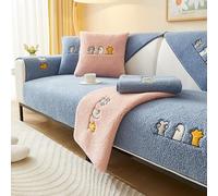 Housse de canapé en Polaire Sherpa, en Polaire Sherpa Housses De Canapé Moelleuses À Motif Pattes De Chat Rigolotes antidérapante, Lavable, Universelle en Forme(Blue,70x90cm)