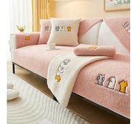 Housse de canapé en Polaire Sherpa, en Polaire Sherpa Housses De Canapé Moelleuses À Motif Pattes De Chat Rigolotes antidérapante, Lavable, Universelle en Forme(Pink,90x180cm)