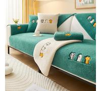 Housse de canapé en Polaire Sherpa, en Polaire Sherpa Housses De Canapé Moelleuses À Motif Pattes De Chat Rigolotes antidérapante, Lavable, Universelle en Forme(Green,110x180cm)