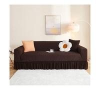 Housse de canapé en seersucker avec base élastique à volants, lavable, très extensible pour causeuse 3 places, canapé sectionnel (190 à 230 cm)