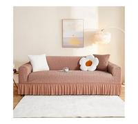 Housse de canapé en seersucker avec base élastique à volants, très extensible et lavable, pour causeuse sectionnelle 3 places (190 à 230 cm), protection élégante de meubles