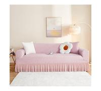 Housse de canapé en seersucker avec base élastique et jupe à volants lavable, très extensible, pour causeuse 4 places et canapé sectionnel (235 et 300 cm)