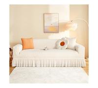 Housse de canapé en seersucker avec base élastique et jupe à volants lavable, très extensible pour causeuse sectionnelle 4 places (235 à 300 cm), durable et élégante protection de meubles