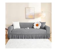 Housse de canapé en seersucker avec jupe à volants élastique en bas - Housse de canapé très extensible lavable pour causeuse 2 places et canapés sectionnels (145 à 185 cm)