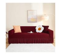 Housse de canapé en seersucker élastique avec jupe à volants lavable, extensible, pour causeuse 2 places, canapé sectionnel (145 à 185 cm), facile d'entretien