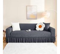 Housse de canapé en seersucker très extensible avec jupe à volants, base élastique et lavable, pour causeuse 1 place et canapé sectionnel (90 à 140 cm)