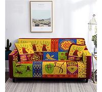 Housse de Canapé en Tissu de Style Rétro Bohème Stretch Polyester Coloré Africain Ethnic Print Housse de Canapé en Forme de L pour Pet Housses de Canapé de Salon d'hôtel (Couleur3,190-230 cm)