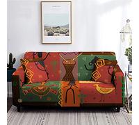 Housse de Canapé en Tissu de Style Rétro Bohème Stretch Polyester Coloré Africain Ethnic Print Housse de Canapé en Forme de L pour Pet Housses de Canapé de Salon d'hôtel (Couleur7,145-185 cm)