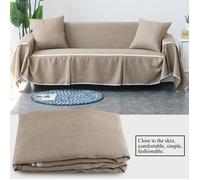 Housse de canapé en Tissu Imitation Lin - TAM - 3Places - Marron - Confortable et Pratique