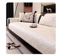 Housse de Canapé en Velours Côtelé 2/3/4 Places XXL, Chaise Scandinave - Dessus Anti-Dérapant et Lavable, Protection Douce Confortable pour d'angle Forme L (Chenille)(White 2,110x240cm/43x94in)