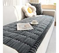 Housse de canapé en velours côtelé épais, housse de canapé chaude et lavable, dos antidérapant, housse de canapé en peluche pour animaux de compagnie pour canapé de salon Dark Gray,60*210cm