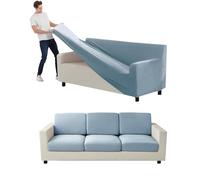 Housse de canapé en velours extensible avec housses principales séparées pour dossiers et coussins de siège, housse de canapé pour salon (canapé XL bleu clair, 9 pièces)
