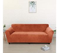 Housse de canapé en Velours Extensible, Douce, antidérapante, Lavable, Protection de Meubles pour Animaux de Compagnie, Orange, 3 Places (185 x 230 cm)