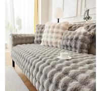 Housse de canapé en Velours Long Doux de Couleur Unie, Housse de Coussin de siège de canapé épaissie antidérapante, pour Noël pour canapés 1/2/3/4 Places et Coins- Gray B|| 70x120cm/1 Piece