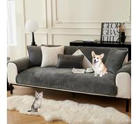 Housse De Canapé en Velours pour Canapé en L 2 À 4 Places - Couleur Unie Rustique, Anti-Rayures, Antidérapante, Adaptée Aux Animaux(Dgray,110 * 210cm/43 * 83in)