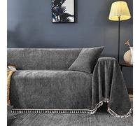Housse de canapé épaisse en chenille anti-griffures de chat - Couverture complète - Protection d'angle 1 place - Couverture élégante - Gris foncé - 180 x 150 cm - Décoration de canapé durable