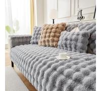 Housse de canapé épaisse en Peluche Lapin 1 2 3 Places, Housse de canapé d'angle Universelle antidérapante en Forme de L, Housses en Fausse Fourrure Ultra Douce pour salo Gray 110X160cm/43.31X62.99In
