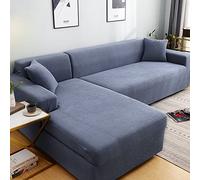 Housse de canapé épaisse pour 1, 2, 3 et 4 places, housse de canapé sectionnel en forme de L extensible pour salon, chiens, animaux domestiques, lavable et durable, en polaire, gris bleu (2 places)