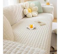 Housse de Canapé Extensible 1/2/3/4/5 Places, Housse de Canapé avec Accoudoirs，Fil à Bulles Housse Canape épaisse et élégante, Anti-dérapante Housse Protection Canapé Couvre (Color : Cream White, Si