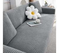 Housse de canapé extensible, antidérapante, douce et lavable pour animaux de compagnie avec bas élastique - Housse universelle pour canapé 3 places (taille S : 90-140 cm, gris)