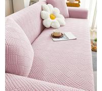 Housse de canapé extensible, antidérapante, élastique, pour canapé à 3 coussins, douce et lavable, protection de meubles adaptée aux animaux domestiques 1 place (90-140 cm), rose