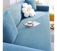Housse de canapé extensible, antidérapante, souple et antidérapante avec base élastique - Convient aux animaux domestiques et lavable - Pour canapé à 3 coussins (S 90-140 cm, bleu)