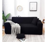 Housse de canapé extensible de couleur unie Housses souples et agréables au toucher Housse de canapé tout compris pour salon Housses de canapé Protecteurs de meubl(Size:3 Seater(190-230cm),Color:Noir)