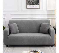 Housse de canapé extensible de couleur unie Housses souples et agréables au toucher Housse de canapé tout compris pour salon Housses de canapé Protecteurs de meub(Size:2 Seater(145-185cm),Color:Gris)