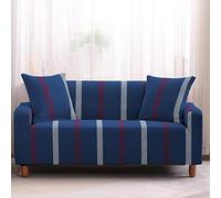 Housse de canapé extensible de qualité supérieure 2 places en bleu paon et fuchsia - Housse de canapé moderne universelle lavable, anti-rayures, avec bords élastiques
