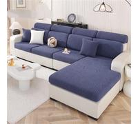 Housse de canapé extensible de qualité supérieure pour toutes les saisons - Couverture complète pour canapés sectionnels - Bleu marine - Quadruple (65-85 cm x 165-200 cm x 5-20 cm)