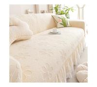 Housse de canapé extensible élégante avec volants en dentelle Motif floral Couverture complète lavable pour canapé 1/2/3/4/5/6 places Beige 1 place 90140 cm