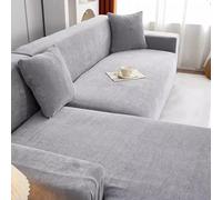 Housse de canapé Extensible en Chenille, antidérapante, Toutes Saisons, Style européen, Grise, avec Repose-Pieds (80 x 180 cm)