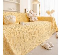 Housse de canapé extensible en peluche pour 1/2/3/4 places Motif cœur à carreaux Protection anti-poussière Protège les animaux domestiques Gris uni 180 x 180 cm