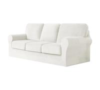 Housse de canapé extensible en velours, housse lavable pour canapé et cause | Canapé 7 pièces blanc avec dossiers et housses de coussins séparés pour salon |