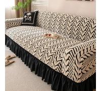 Housse de canapé Extensible, Housse de canapé en Jacquard élastique avec Jupe, Protecteur de Meuble Universel Lavable pour canapé 3, 4 ou 5 Places, Housse antidér Black Quadruple(93-118in)(235-300cm)