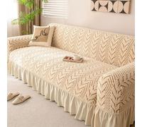 Housse de canapé Extensible, Housse de canapé en Jacquard élastique avec Jupe, Protecteur de Meuble Universel Lavable pour canapé 3, 4 ou 5 Places, Housse antidé Khaki Quintuple(120-141in)(305-360cm)