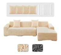 Housse de canapé extensible - PARAMOUNT CITY - 3+4 places - Jacquard extensible - 4 taies assorties - Anti-tâche lavable