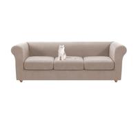 Housse de canapé extensible pour canapé 1/2/3 places en élasthanne antidérapant avec housses de coussin séparées, kaki pour canapé incurvé et fauteuil, ajustement parfait et entretien facile