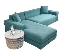 Housse de canapé extensible, réglable, résistante aux chats, pour canapé en forme de L, pour canapé 4 + 4 places, protège les meubles, facile à nettoyer - Bordeaux