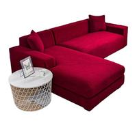 Housse de canapé extensible, réglable, résistante aux chats, pour canapé en forme de L, pour canapé 4 + 4 places, protège les meubles, facile à nettoyer - Bordeaux